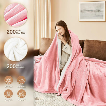 Homemate Electric Heated Blanket Twin - 62"x84" Heating Bed Blankets Throw with 10 Heating Levels 8 Hours Auto Off Fast Heating Over-Heated Protection Ultra Soft Warm Flannel ETL Certified Grey - Colors B