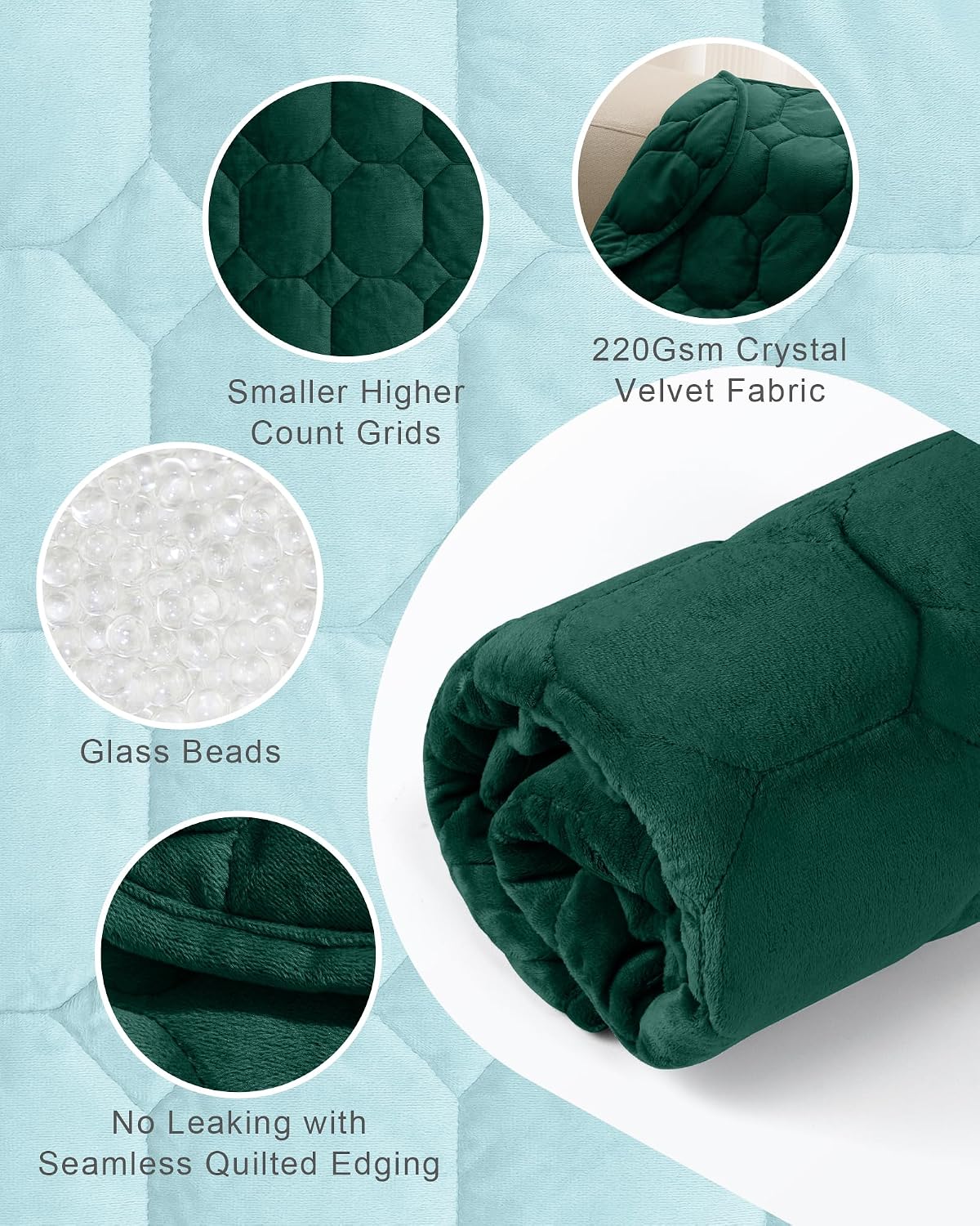 Cottonblue Weighted Lap Blanket 7lbs, Cozy Luxury Crystal Velvet Weighted Blanket for Adults, Small Weighted Blanket for Relaxation, Sleeping, Travel, Grey, 29" x 24"