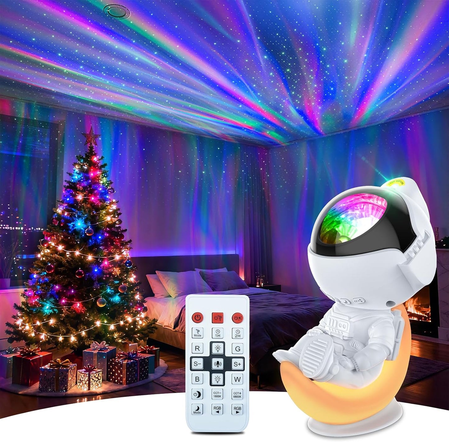 Rossetta Astronaut Galaxy Star Projector Night Light Projector for Kids | 29 Lighting Effects, Night Light Mode, Magnetic Head, Remote Control, Auto-Off Timer, Gifts for Kids, Adults, Party, Birthday