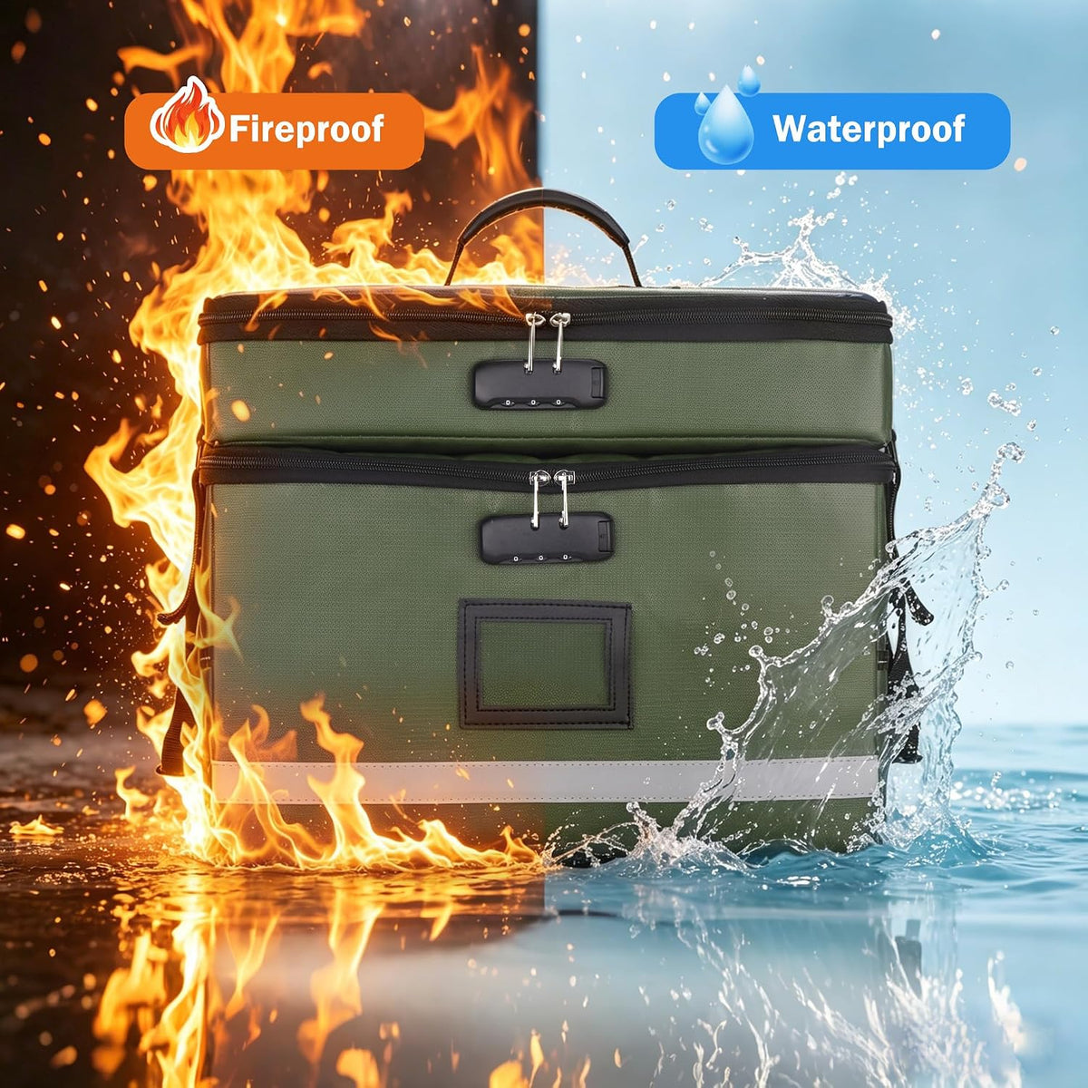 EXLIFBAG Fireproof File Organizer with Lock, 1 Layer