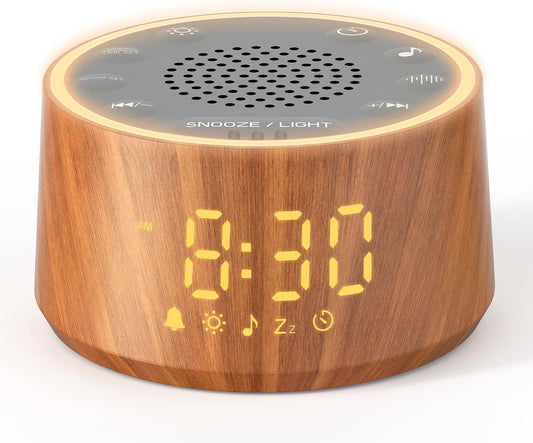 Dreamegg D1 Nova Sound Machine Alarm Clock, White Noise for Sleep, Black | 25 Sounds, 7 Gentle Alarms, Dimmable Clock, 10-480 Min Timer, White Noise Machine Alarm Clock for Heavy Sleepers, Adults