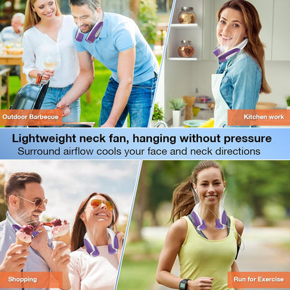 Hionly AI Neck Fan, 6 Speeds Adjustable Portable Personal Fan Rechargeable, Faster Cooling Wearable Fan, Ultra Quiet for Home, Office, Travel, Outdoor