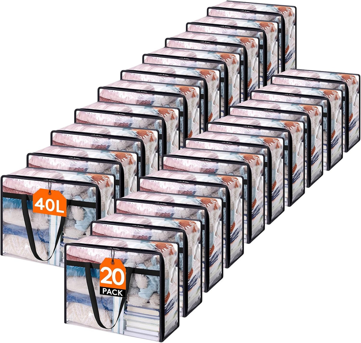 Lifewit 45L Clear Clothes Storage Bags,Plastic Foldable Blanket Storage Bag