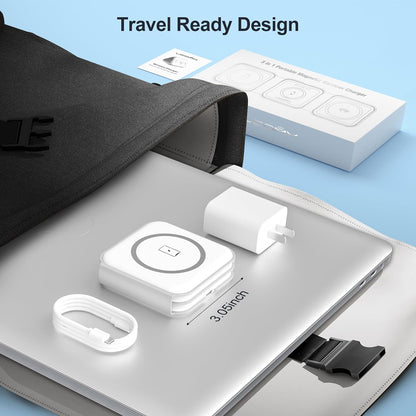 3 in 1 Charging Station for Multple Devices,Foldable 3 in 1 Wireless Charger for Travel,NANO Wireless Charging Station for iPhone17 16 15 14 13 12 Pro Max/Watch 10 9 8 7 6 5 4 3 Ultra/AirPod Pro