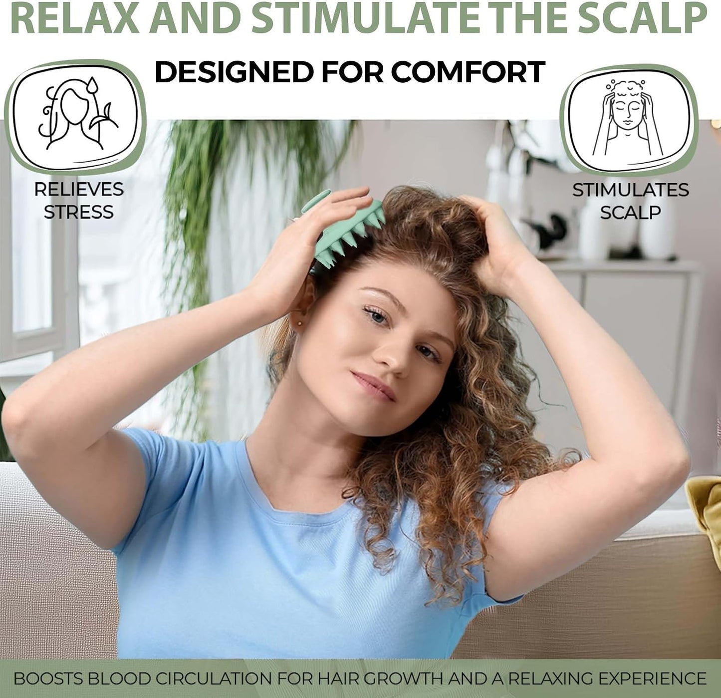 Fiora Naturals Scalp Massager Shampoo Brush - Silicon Scalp Scrubber & Exfoliator for Dandruff Removal and Hair Growth, Brush for Wet & Dry Hair, for Men, Women, Kids - BPA Free