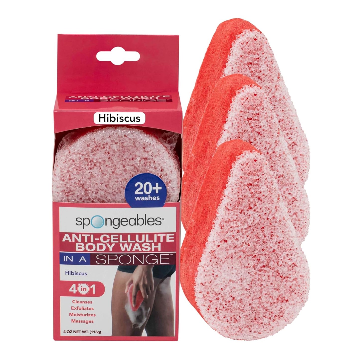 Spongeables Anti-Cellulite Body Wash in a Sponge, Moisturizer and Exfoliator, 20+ Washes