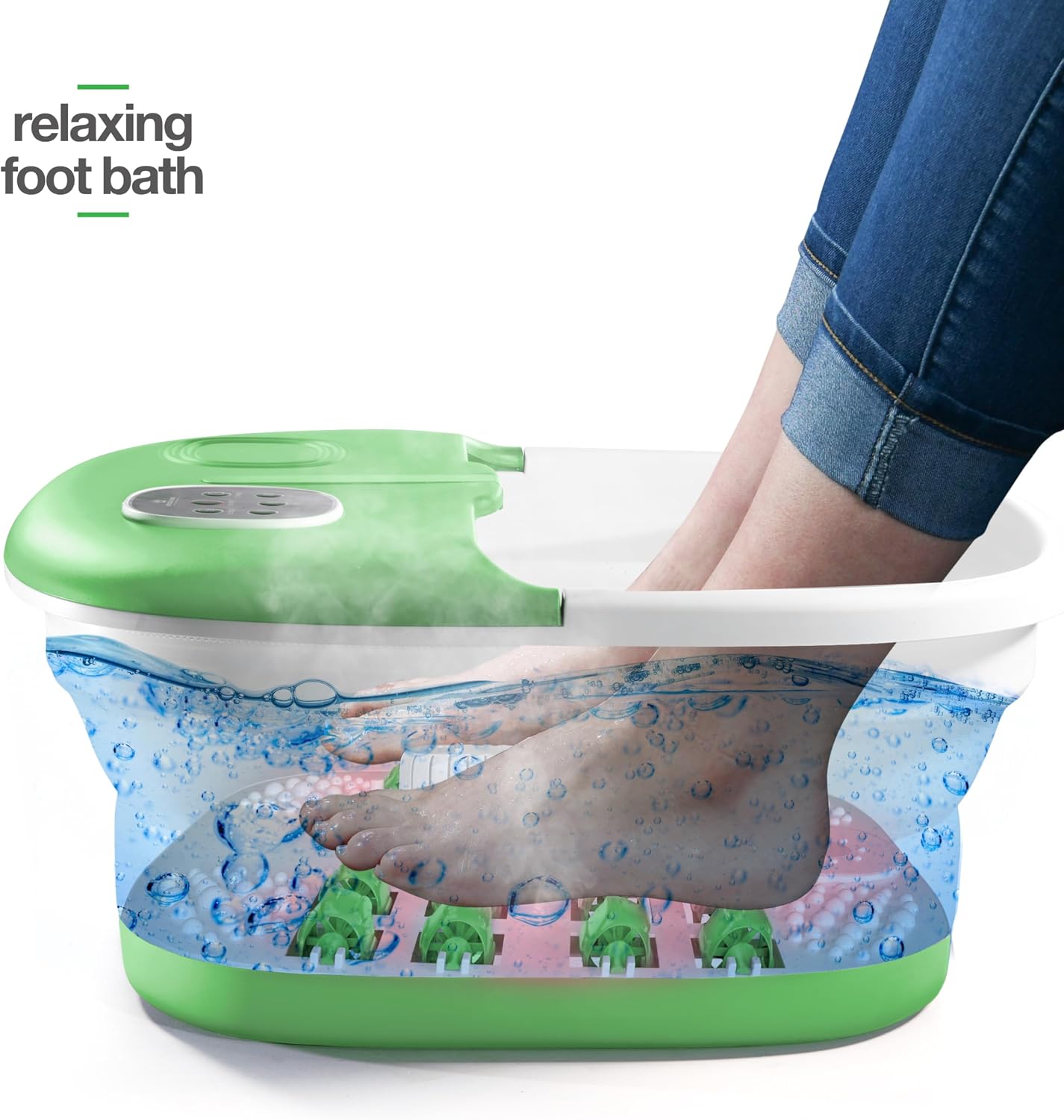Medical king Foot Spa with Heat and Massage and Jets Includes A Remote Control A Pumice Stone Collapsible Massager with Bubbles and Vibration
