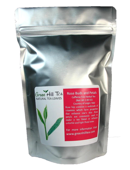 Greenhilltea premium bulk tea ,Rose Buds and Petals Tea caffeine free herbal tea – 2 Oz Bag