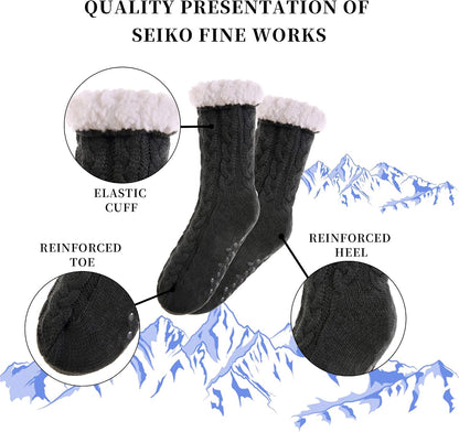 SDBING Women's Winter Super Soft Warm Cozy Fleece Lined Fuzzy Slipper Socks with Grippers