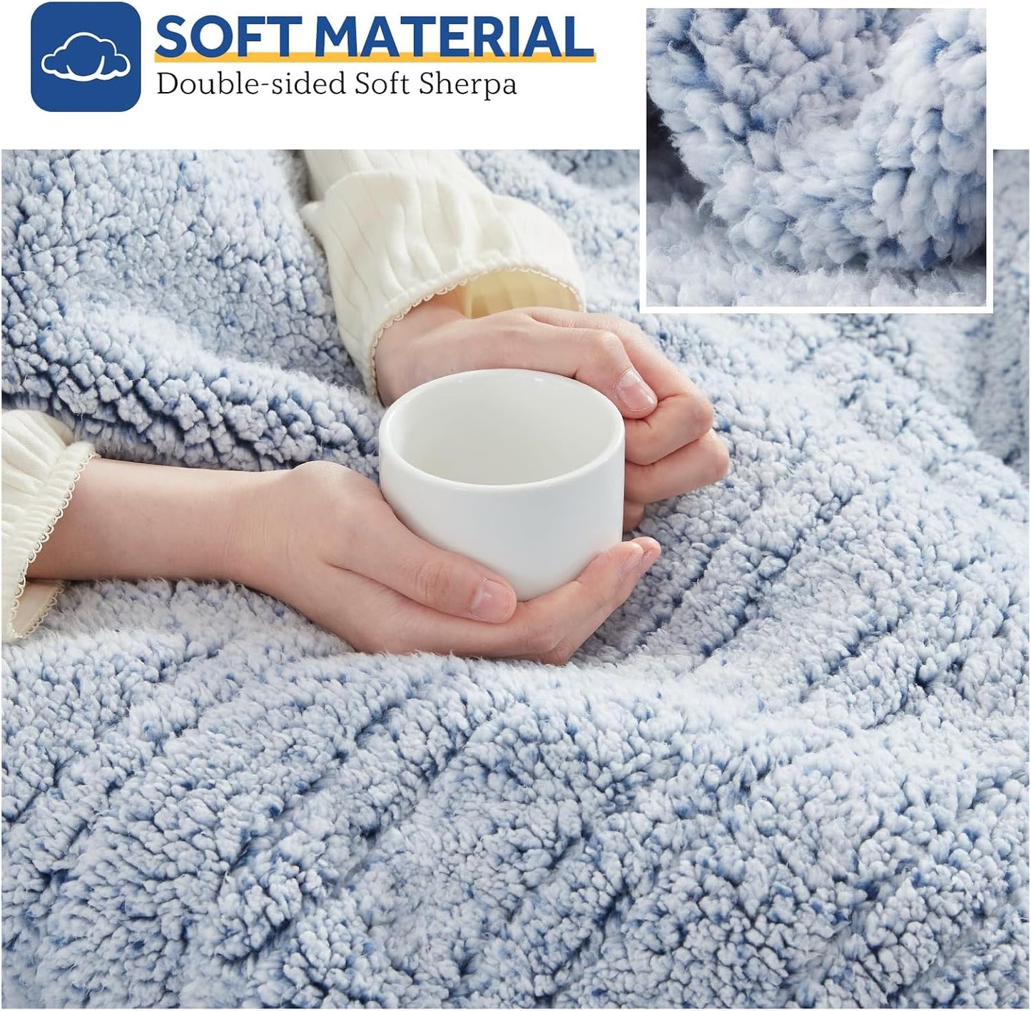 Sealy Electric Blanket Heated Throw 50"x60" Soft Double Sherpa Super Cozy with 6 Fast Heating Levels & 2-10 Hours Auto-Off, Over-Heat Protection, Machine Washable, Charcoal