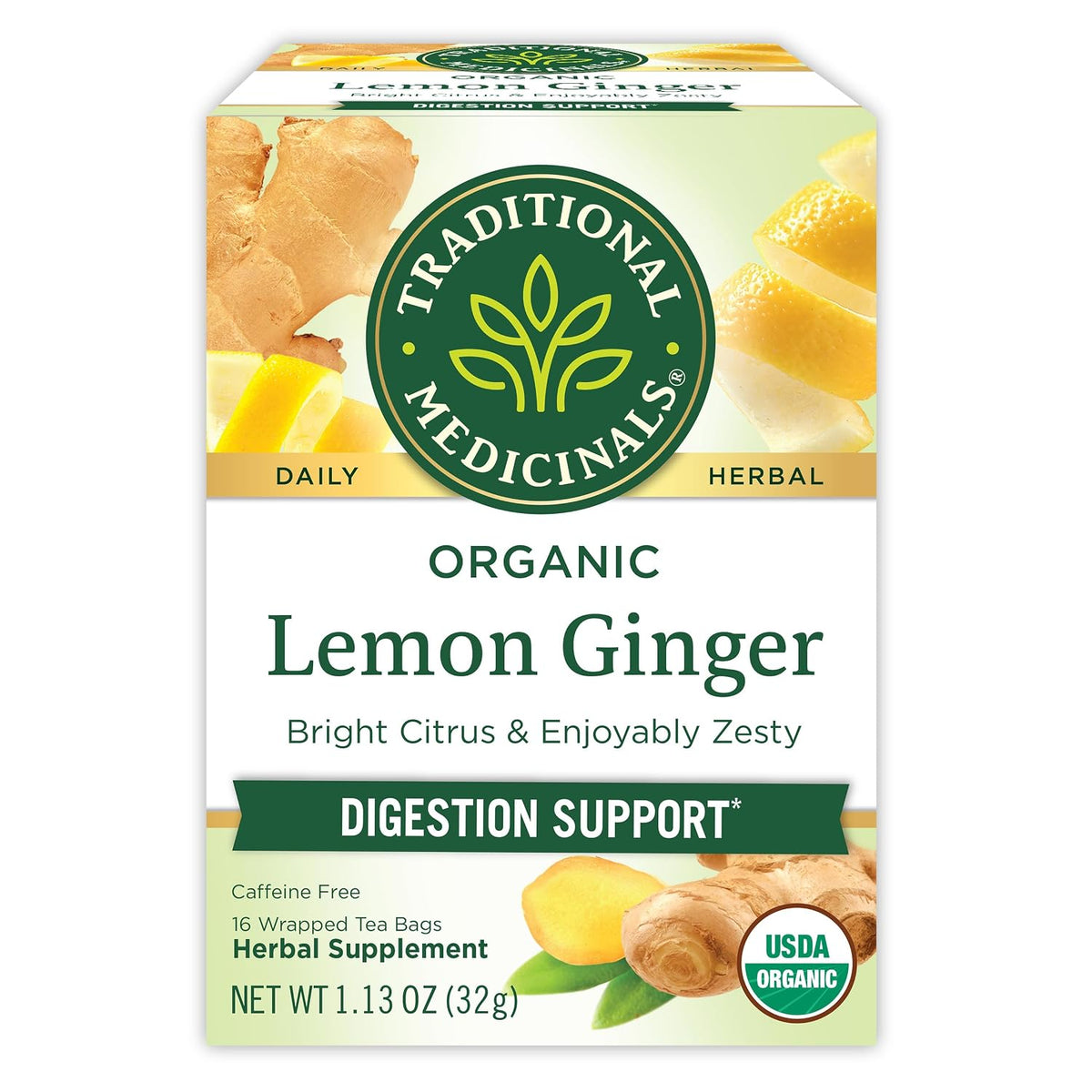 Traditional Medicinals Organic Lemon Ginger, 16 Tea Bags