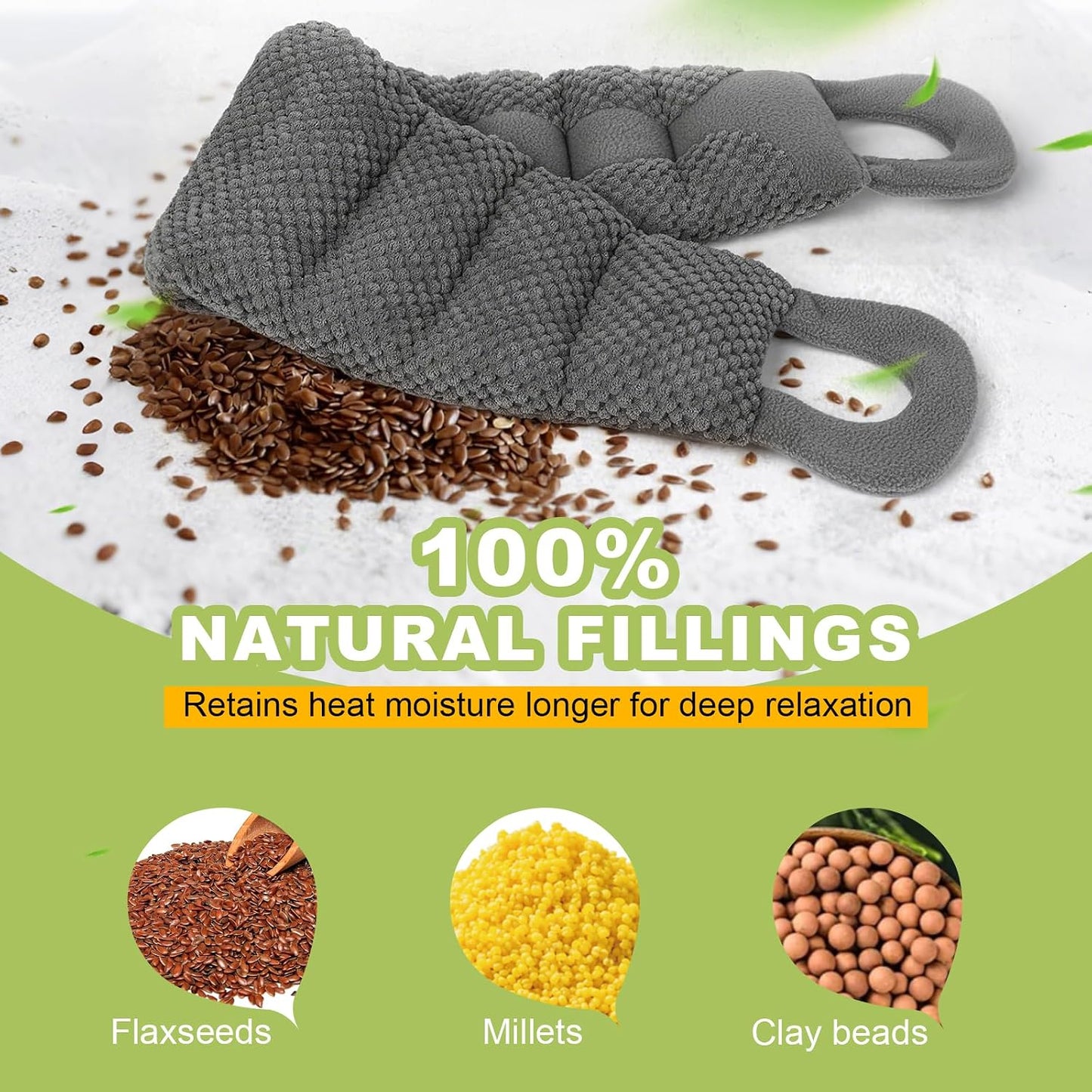 UNCN Long Wide Heating Pad for Neck and Shoulders Back 33x5.9 Microwavable Large Moist Heat Pack Warm Hot Compress Neck Wrap Weighted Bag Massage Reusable Herbal Nature Calming Portable 1.95Pounds