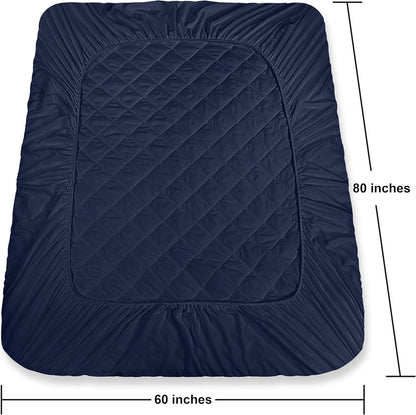 Quilted Fitted Mattress Pad, Queen Mattress Protector Topper with Deep Pocket Stretches up to 16 Inches, Machine Washable Mattress Cover by Utopia Bedding (White)