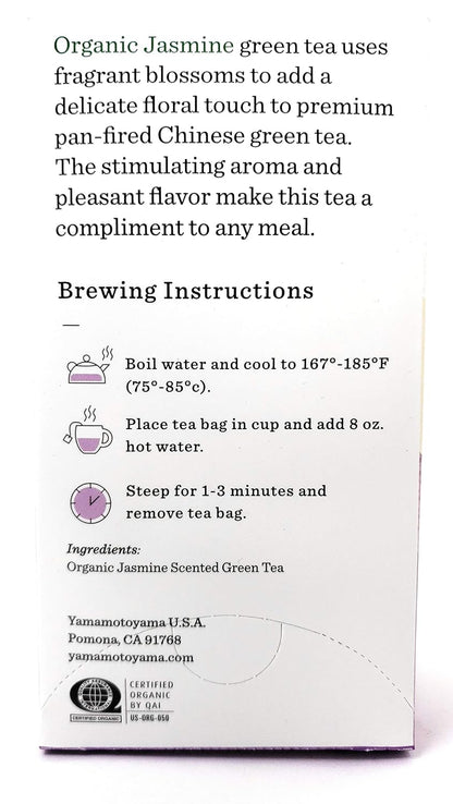 Yamamotoyama Organic Jasmine Premium Green Tea (2 Pack, Total of 2.4oz)