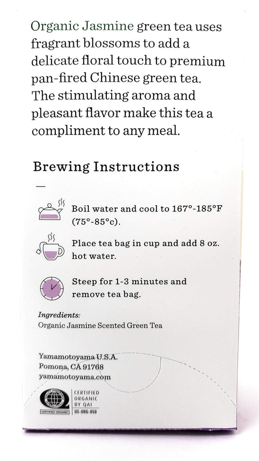 Yamamotoyama Organic Jasmine Premium Green Tea (2 Pack, Total of 2.4oz)