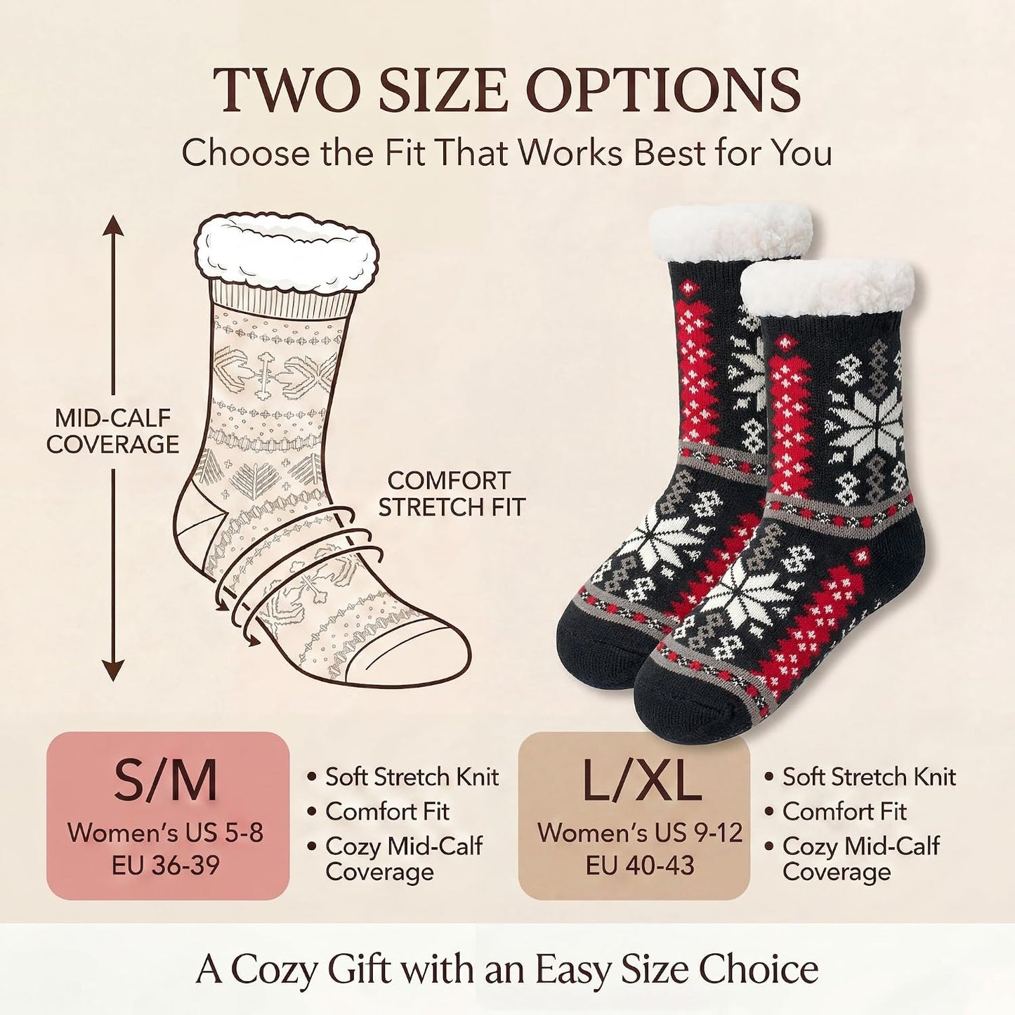 Cozylook Fuzzy Slipper Socks for Women with Grips Warm Cozy Soft Non-Slip Winter Socks Cozy Gift Idea