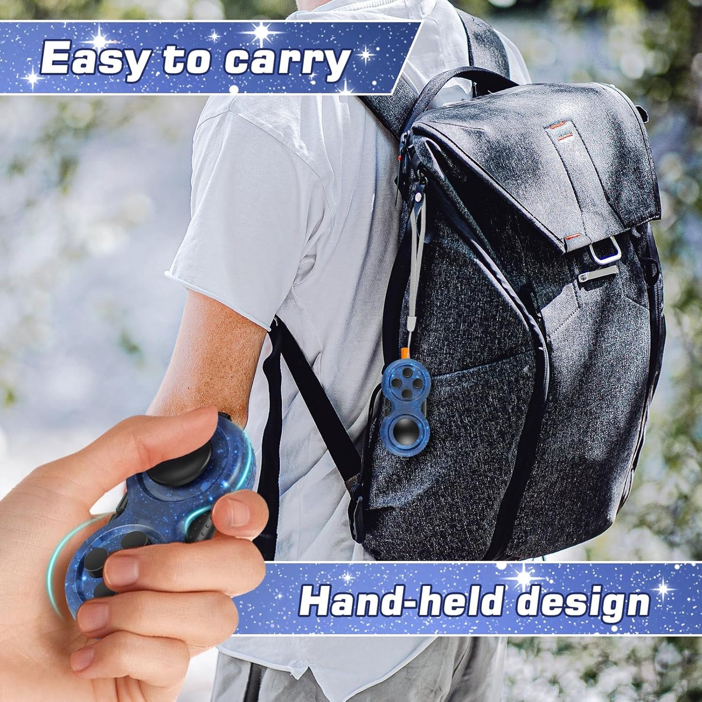Original Fidget Toy Game, Rubberized Classical Controller Fidget Concentration Toy with 8-Fidget Functions and Lanyard - Excellent for Relieving Stress and Anxiety