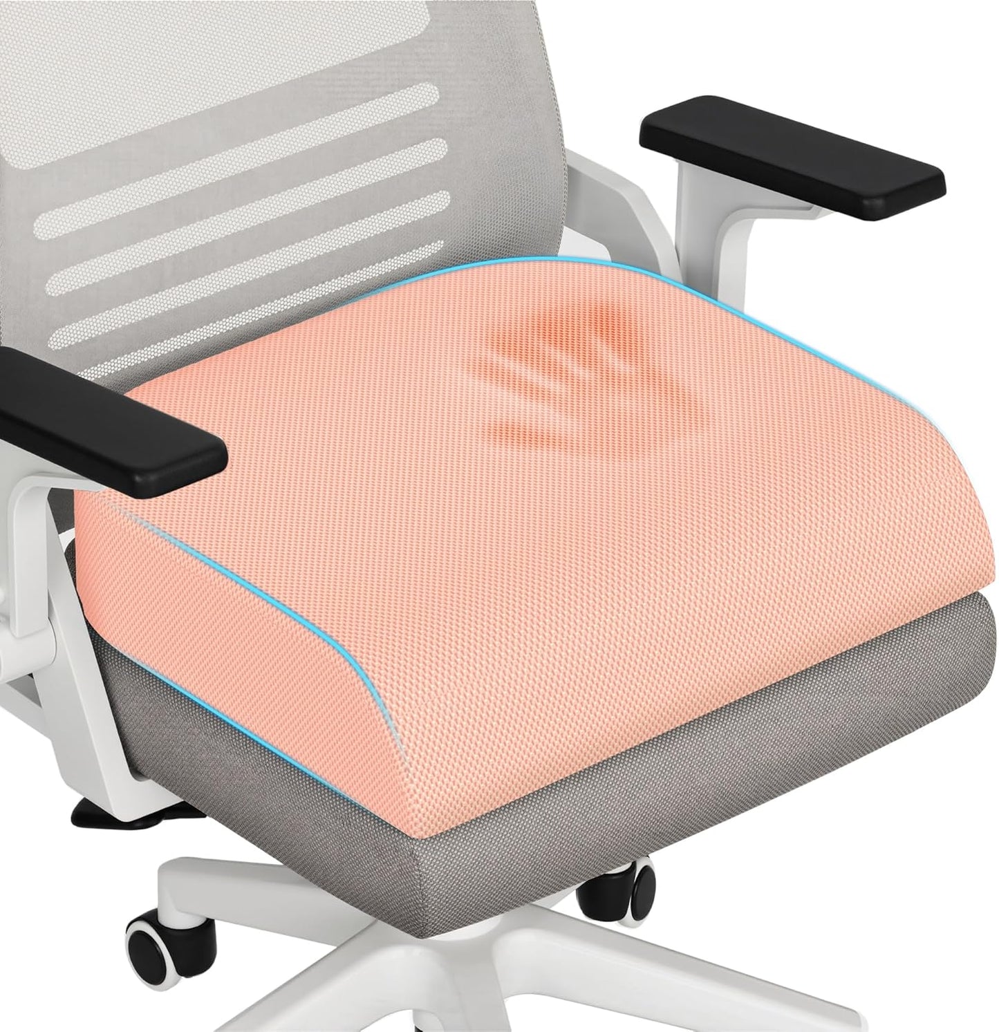 TranquilRelax Large Seat Cushion, Memory Foam Cushion for Long Sitting Hours on Office Chair, Car Seat, Non-Slip Chair Pad for Sciatica, Coccyx, Tailbone Pain Relief & Post-Surgery Recovery (Black)