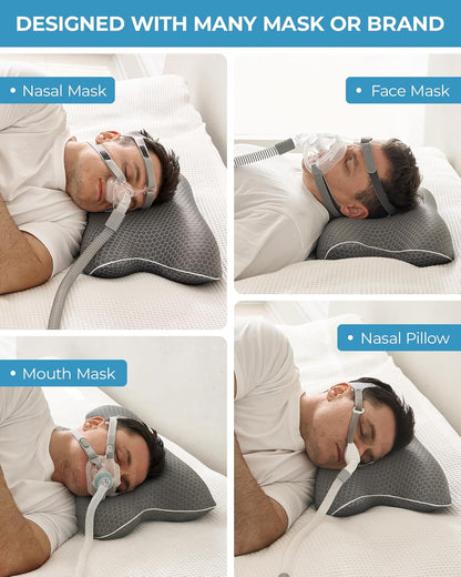 Elviros CPAP Pillow for Sleeping, HSA/FSA Ergonomic Adjustable Height Neck Support Memory Foam Bed Pillow for CPAP Users with Sleep Apnea, Suitable for Side and Back Sleepers