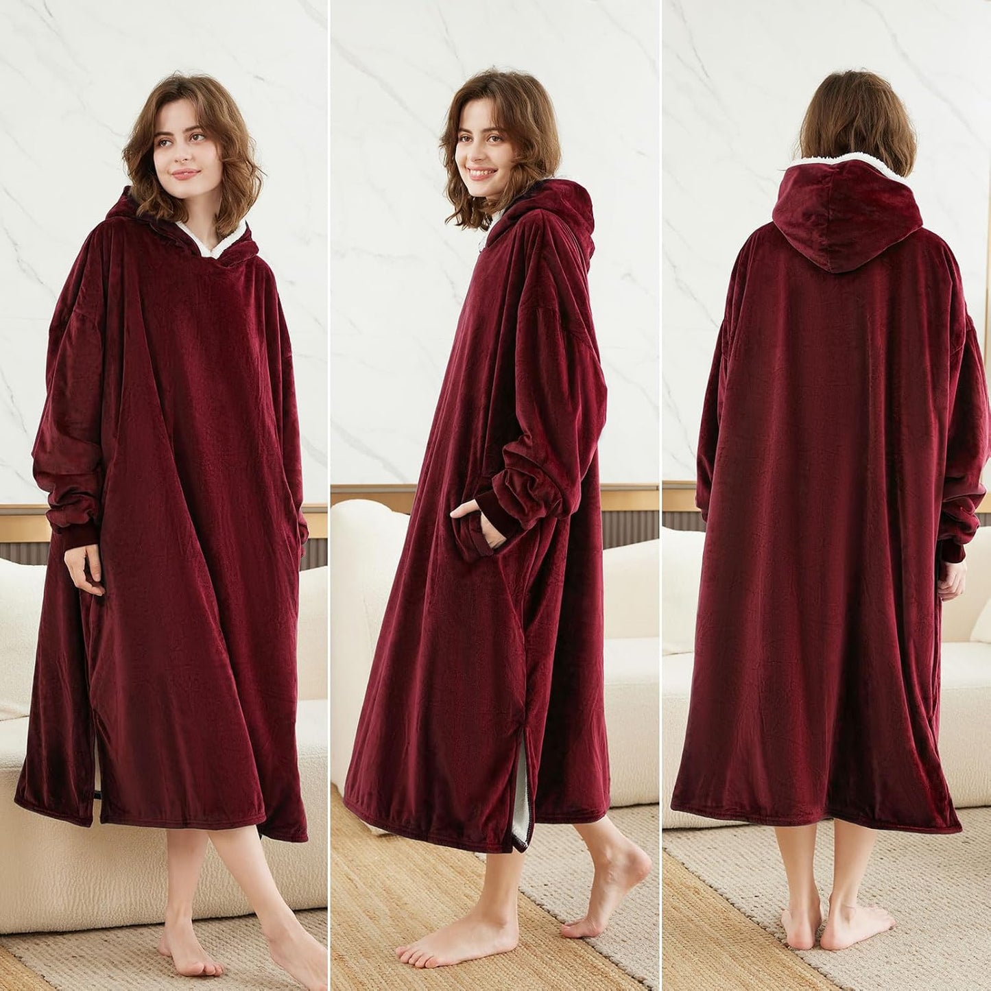 LetsFunny Blanket Hoodie,Oversized Wearable Sherpa Fleece Blanket Sweatshirt,Super Soft Warm Cozy with Giant Pocket,Gifts for Women Men Adults Teenagers, One Size Fits All