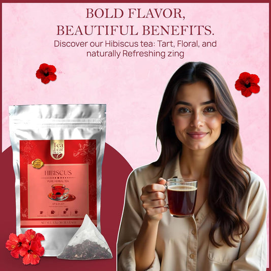 Hibiscus Herbal Tea (100 gm/3.5 oz), Natural Herbal Infusion, 50 Tea Bags