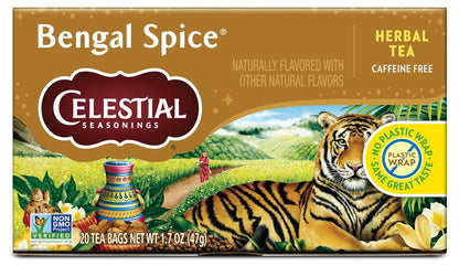 Celestial Seasonings Chamomile Tea Bags - Honey Vanilla Herbal Tea, Caffeine Free, 20 Bags Per Box (Pack of 6)