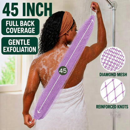 SubSahara African Net Sponge, 2 Pack 45-Inch Exfoliating Bath Scrubber