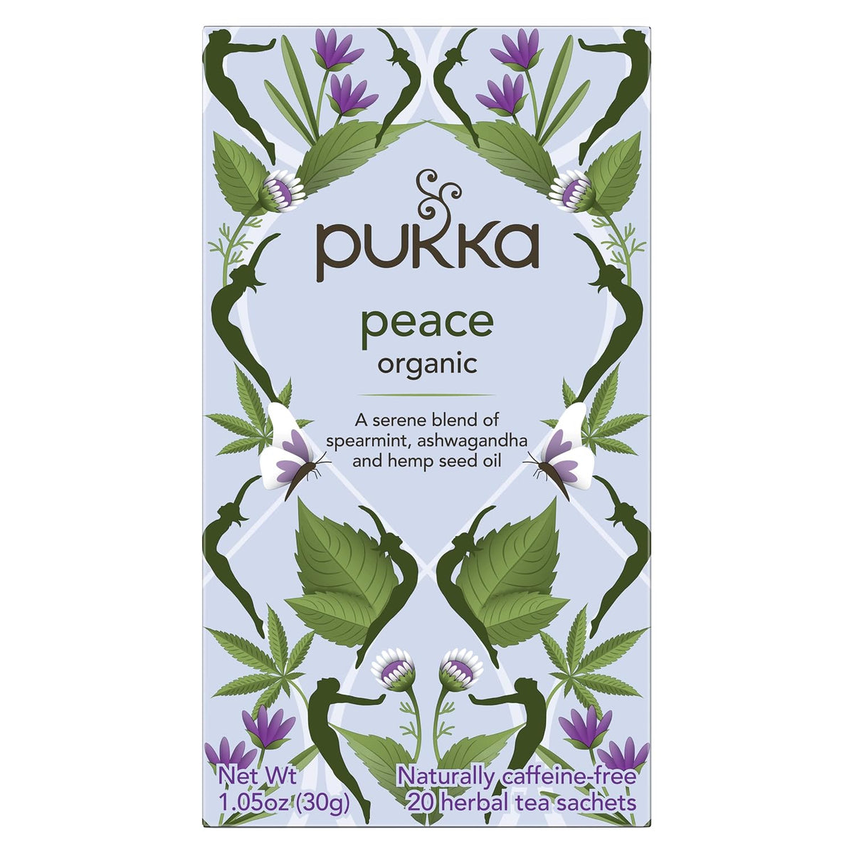 Pukka Organic Tea Bags, Spearmint, Ashwagandha, and Hemp Seed Oil, Peace Herbal Tea, 20 Count (Pack of 3)