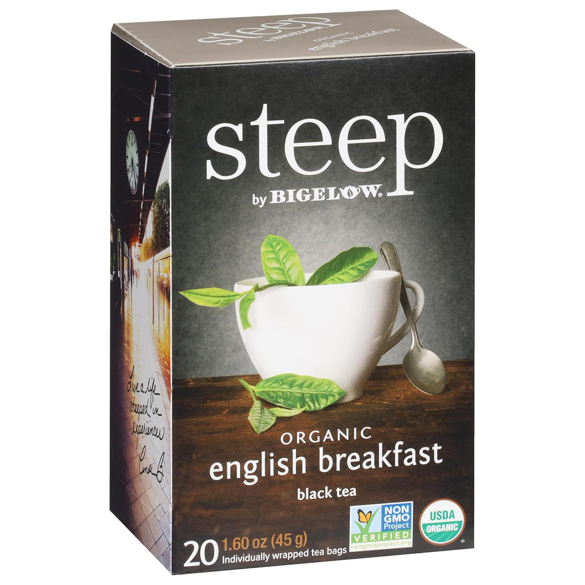 steep by Bigelow Organic English Breakfast Black Tea, Caffeinated, 20 Count (Pack of 6), 120 Total Tea Bags