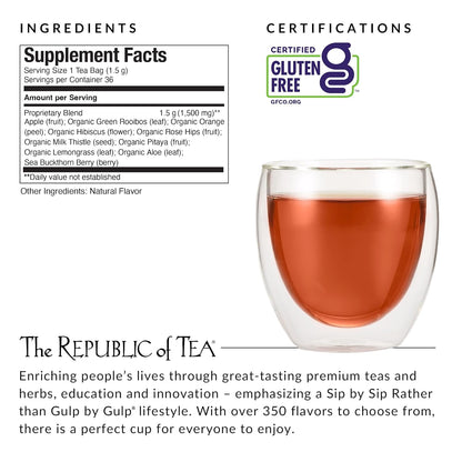 The Republic of Tea Beautifying Botanicals Clean Beauty Herbal Tea, 36 Ct
