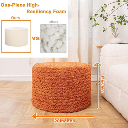 Round Pouf Ottoman Foot Stool 20x14In Ottoman Footrest for Couch Sofa Green