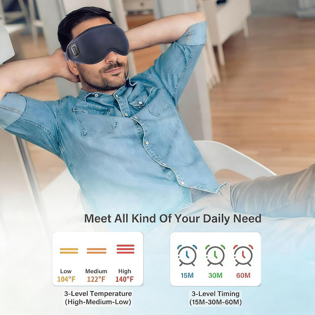 Heated Eye Mask, USB Heating Eye Mask with 3 Heating Mode,3D Contoured Sleep Mask,Hot Eye Compress Mask for Men Women with Timer for Dry Eye,Tired Eyes,MGD, Dark Circles,Puffiness
