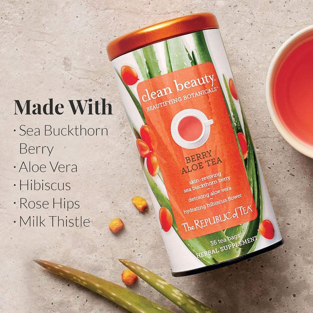 The Republic of Tea Beautifying Botanicals Clean Beauty Herbal Tea, 36 Ct
