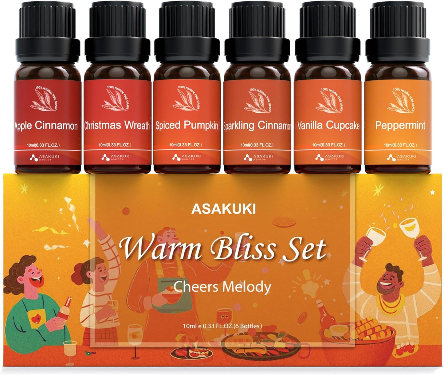 ASAKUKI Essential Oils for Diffuser –6 Mood Essential Oil Blends (Breathe, Uplift, Sensual, Balance, Unwind, Rest) for Morning to Night Rituals, Home & Daily Use-Thoughtful Gift