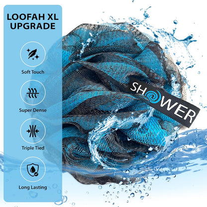 SHOWER BOUQUET Loofah-Charcoal Bath-Sponge XL-Color-4-Pack Extra-Large 75g