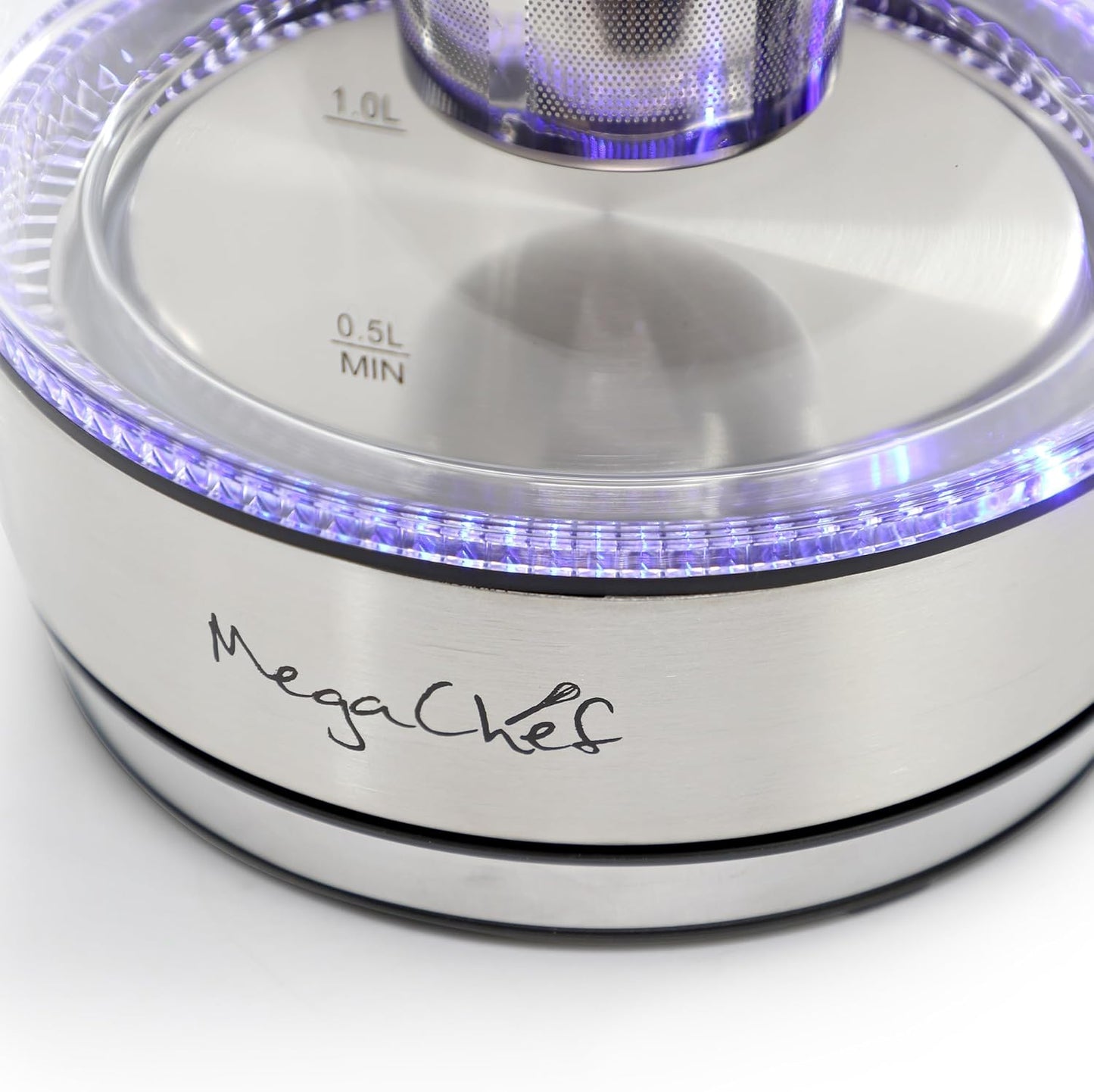 MegaChef Electric Watter Boiler/Tea Kettle (Glass, Silver, 1.8 Liter)