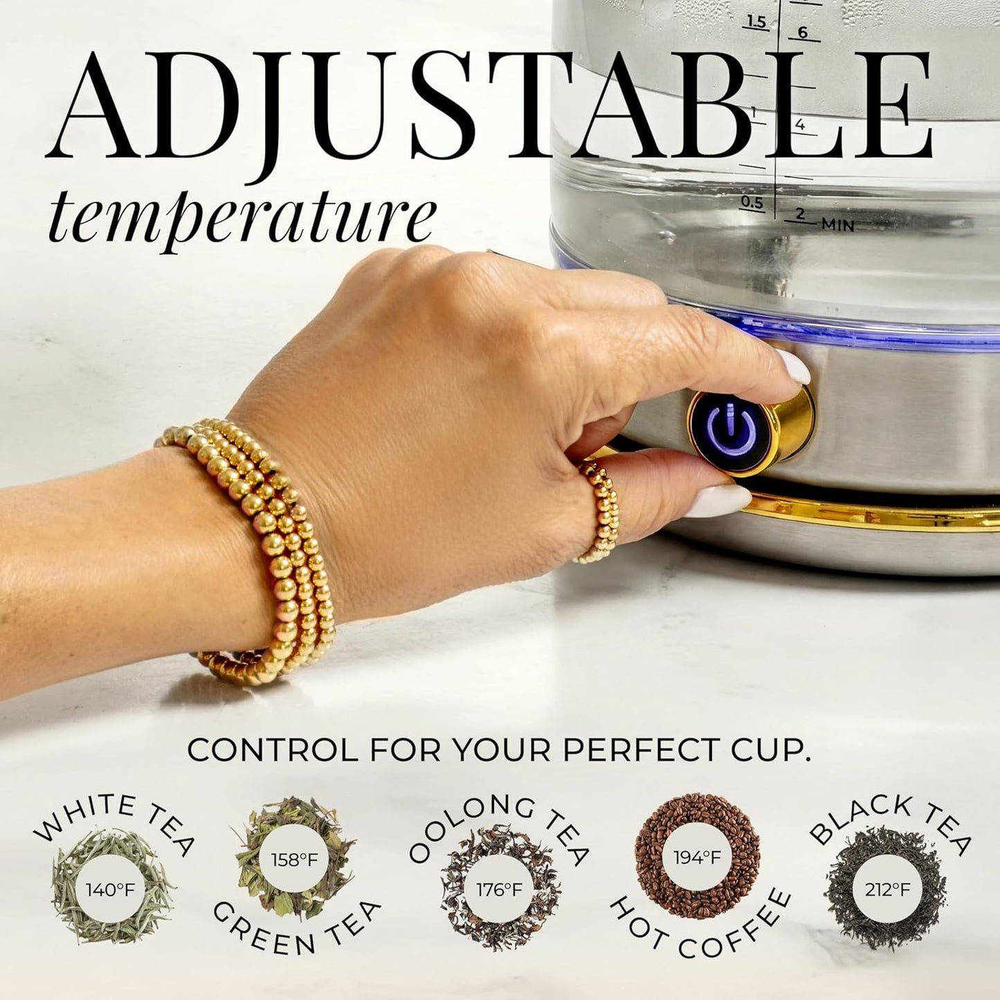Styled Settings Stainless Steel Electric Kettle with Temperature Control