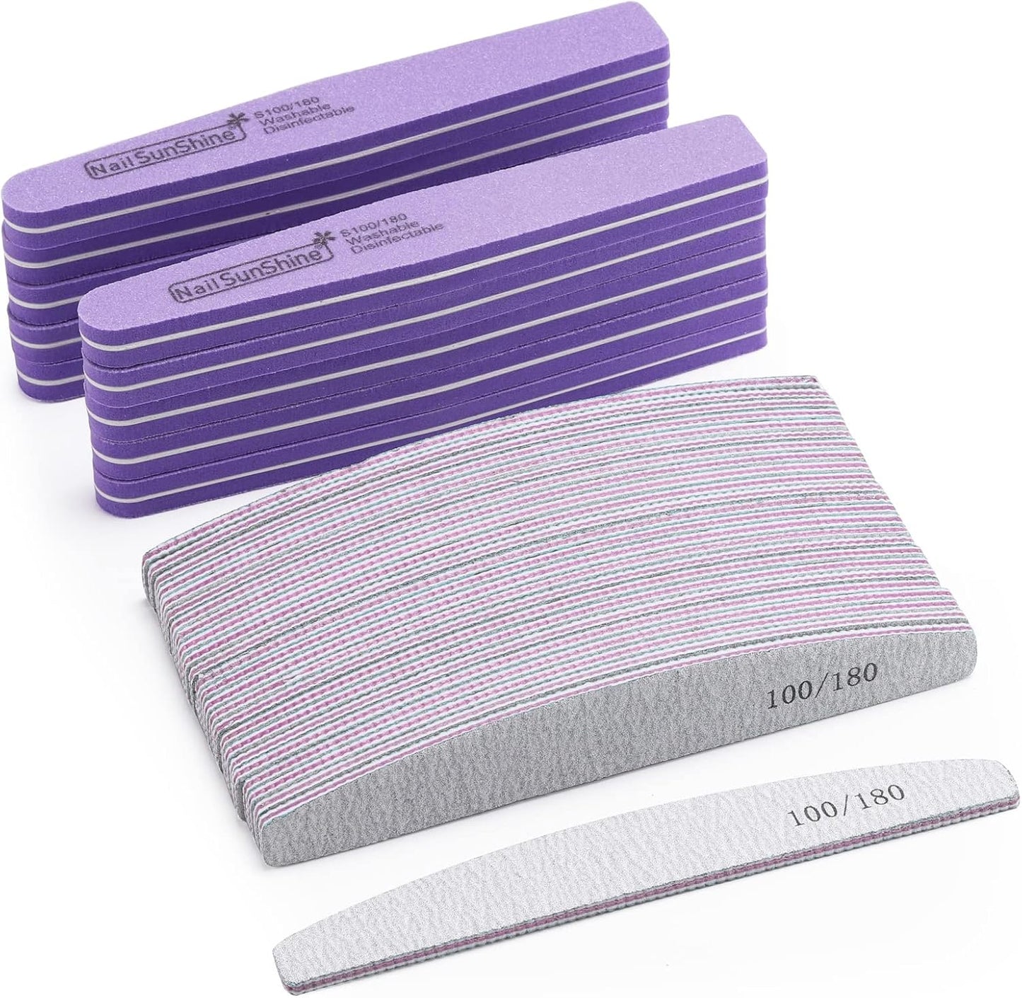 35 Count 100/180 Grit Nail Files and Buffers Kit, Reusable Sanding Buffing Blocks Sponge File Double Sides Emery Boards