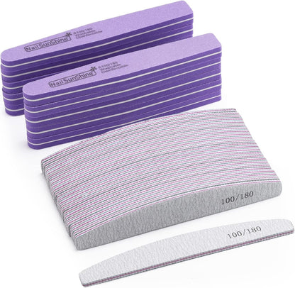 35 Count 100/180 Grit Nail Files and Buffers Kit, Reusable Sanding Buffing Blocks Sponge File Double Sides Emery Boards