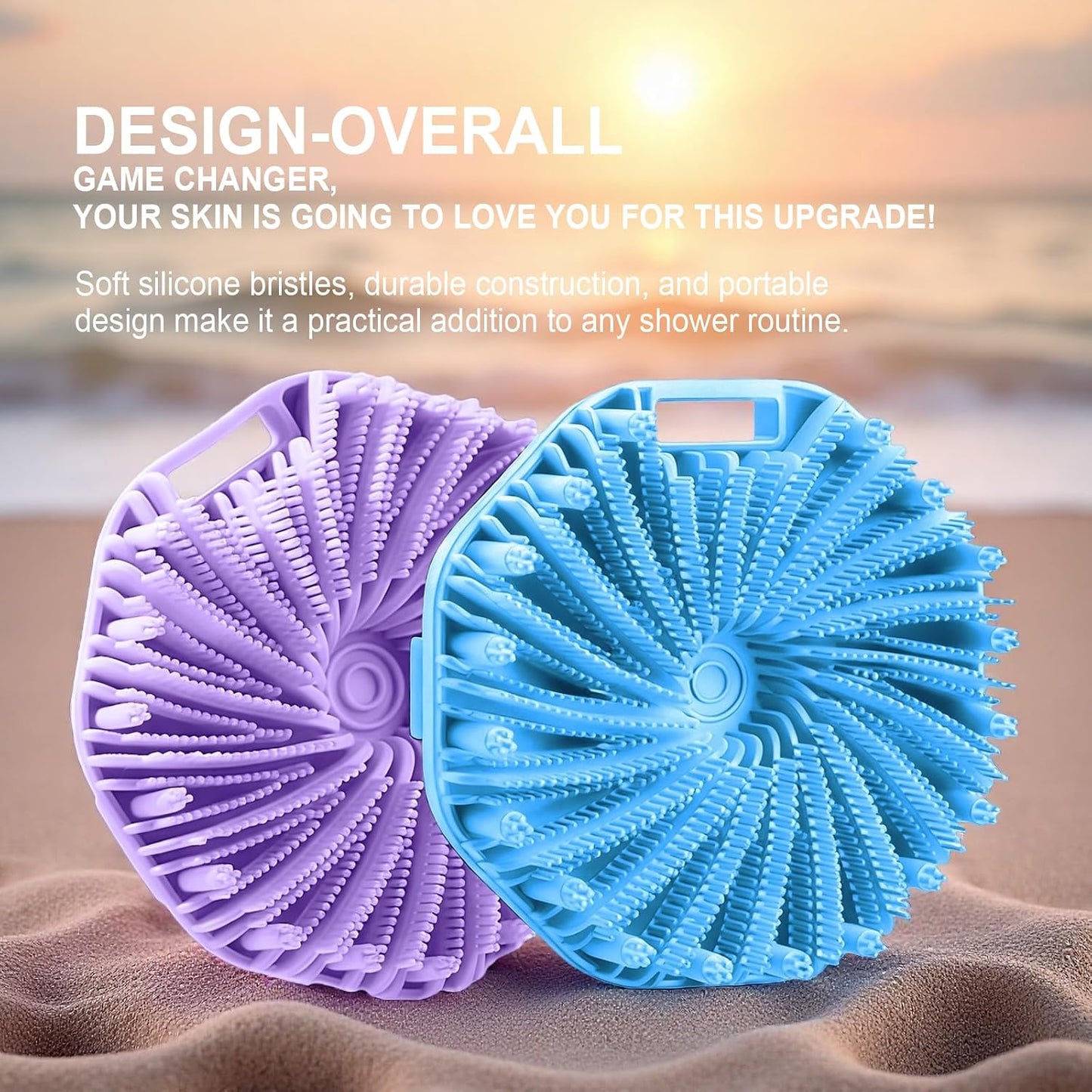 Silicone Body Scrubber – Dual-Sided Silicone Loofah for Shower, Set of 2 Soft Exfoliating Body Bath Shower Scrubber Loofah Brush Easy-to-Clean for Sensitive Kids Women Men All Kinds of Skin