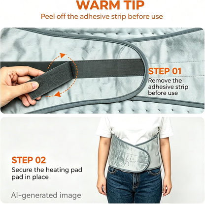 IGXHAVIZ Heating Pad for Back Pain Relief, Electric Heating Pad for Period Cramps Neck Shoulders with Belt, 4 Timer 6 Heat Setting & Auto Shut Off, 12"x24"+20" Large Moist Heat Pad for Mom,Dad