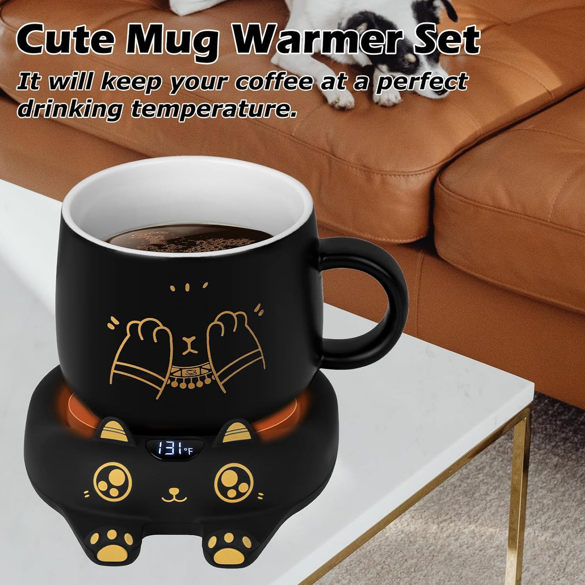 PUSEE Mug Warmer,Coffee Warmer for Desk Candle Warmer Auto Shut Off,Coffee Cup Warmer with 3 Temp Settings,Electric Beverage Warmer Plate for Coffee,Tea,Water Milk and Cocoa(Not Include Cup)
