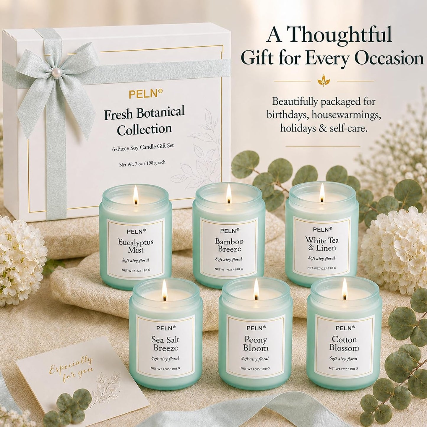 Scented Candles Gift Set, Long Lasting 6 Pack Aromatherapy Candles for Home, 42 oz 300 Hour Burn, Lavender Jasmine Vanilla Sage Sandalwood Rose Eucalyptus Mint, Gifts for Women
