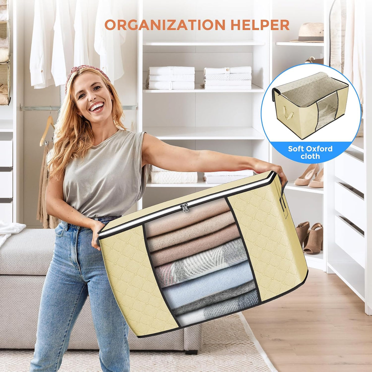 90L Large Storage Bags, Clothes Storage Bins Closet Organizers