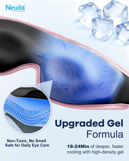 Cooling Gel Eye Mask for Puffy Eyes, Larger Full-Eye Cold Compress for Swelling, Ice-Cold Gel Therapy, Forehead & Upper Cheek Cooling Relief, Reusable Ice Pack for Eyes, FSA Eligible HSA, Black