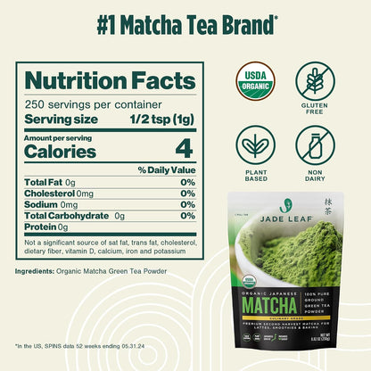 Jade Leaf Matcha Powder, Organic Culinary Grade, 30g / 1.06oz