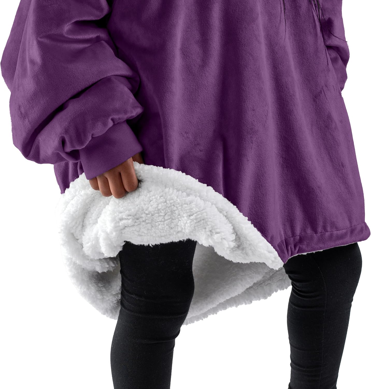 Bare Home Wearable Blanket Hoodie - Soft Plush Sherpa - Warm and Cozy - Oversized Wearable Blanket