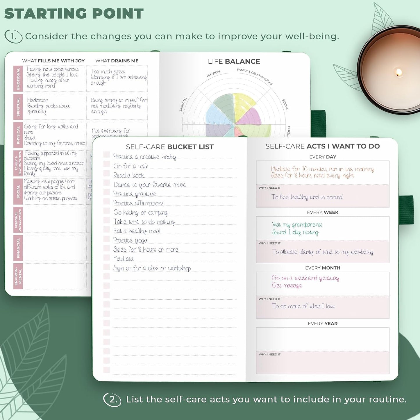 Clever Fox Self-Care Journal – Daily Reflection Notebook – Mental Health & Personal Development Planner, Meditation & Mood Log, A5 (Aquamarine)