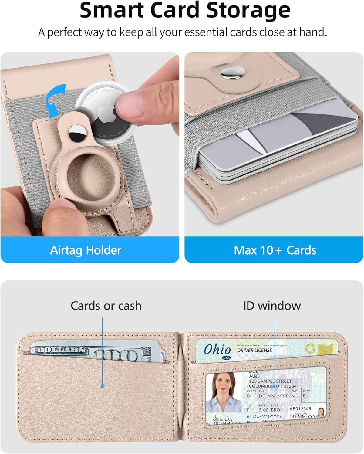 For Magsafe Wallet Stand with Airtag Holder, 10 Cards Holder, RFID Blocking