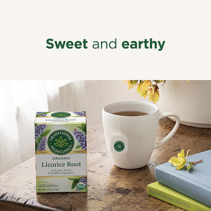 Traditional Medicinals Tea, Organic Licorice Root, Soothes the Digestive Tract & Promotes Respiratory Health - Kosher, Non-GMO, Caffeine-Free - 96 Tea Bags (6 Pack)